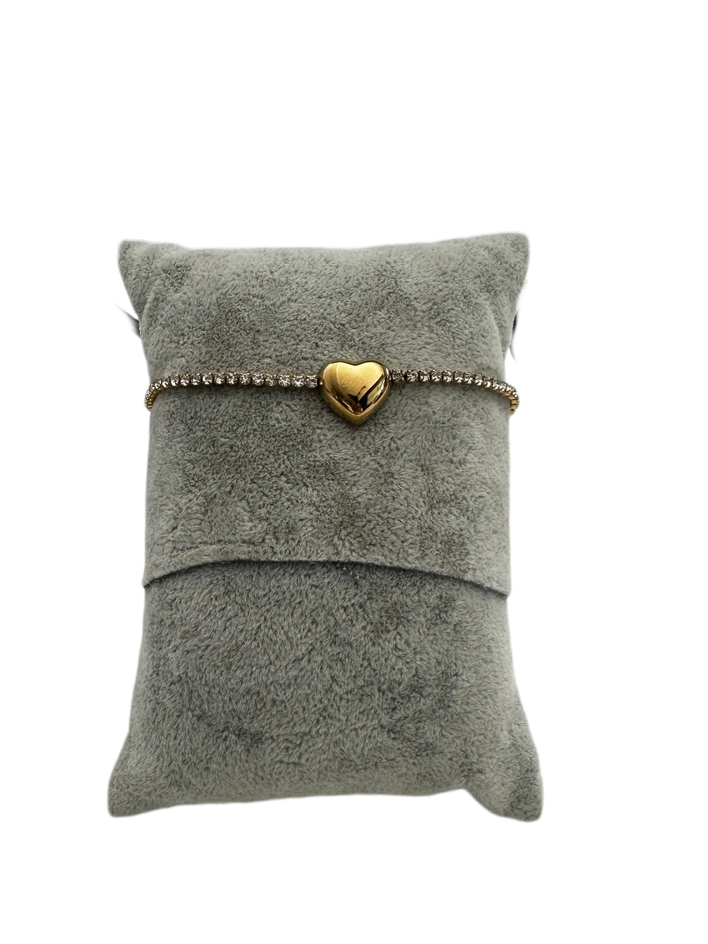 Gold Heart Zircon Stainless Steel Bracelet – Dainty Chain Bracelet for Women