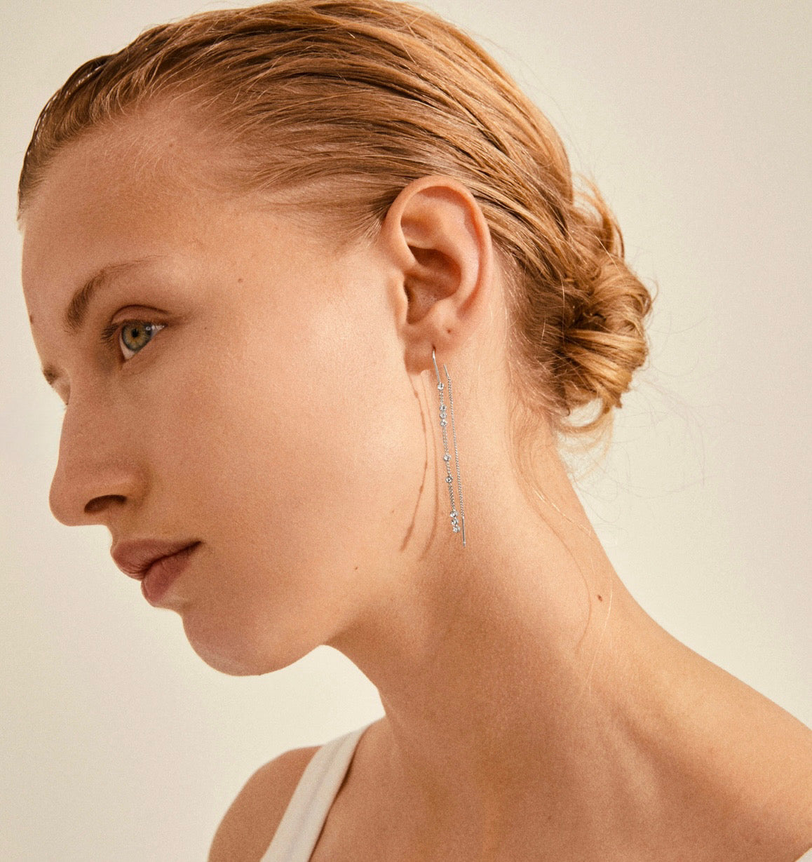 KAMARI crystal chain earrings silver-plated