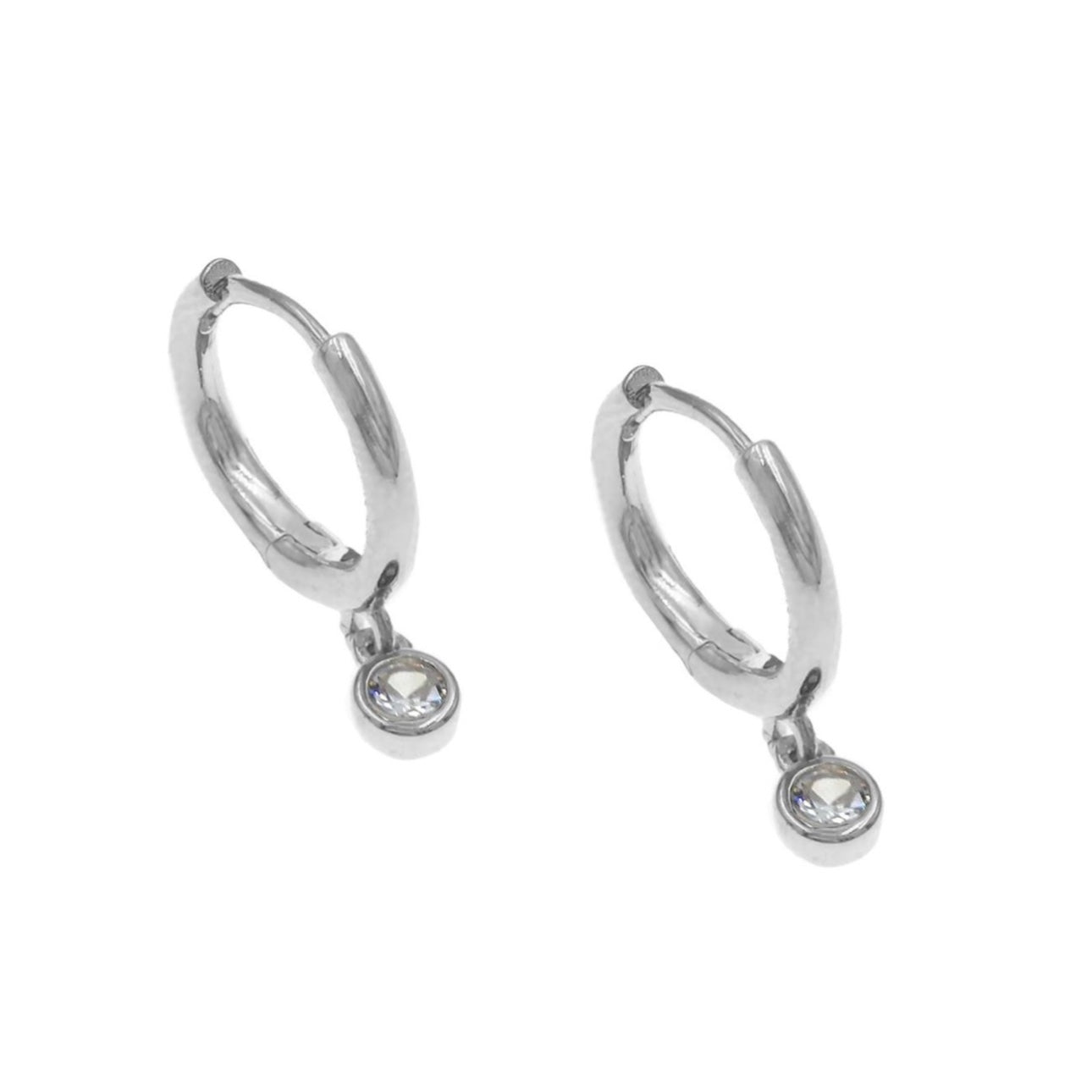 Hoops with dangling round zircon