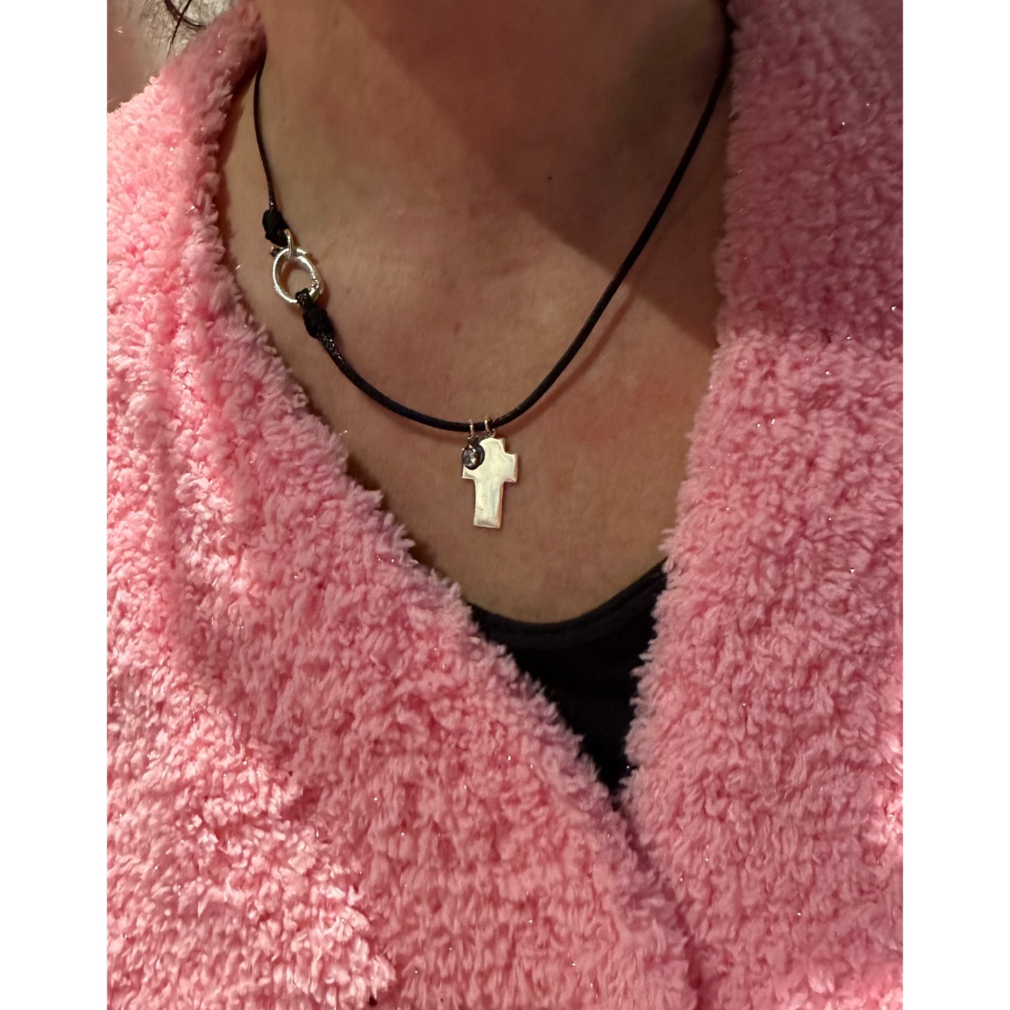 My plain cross and zircon necklace
