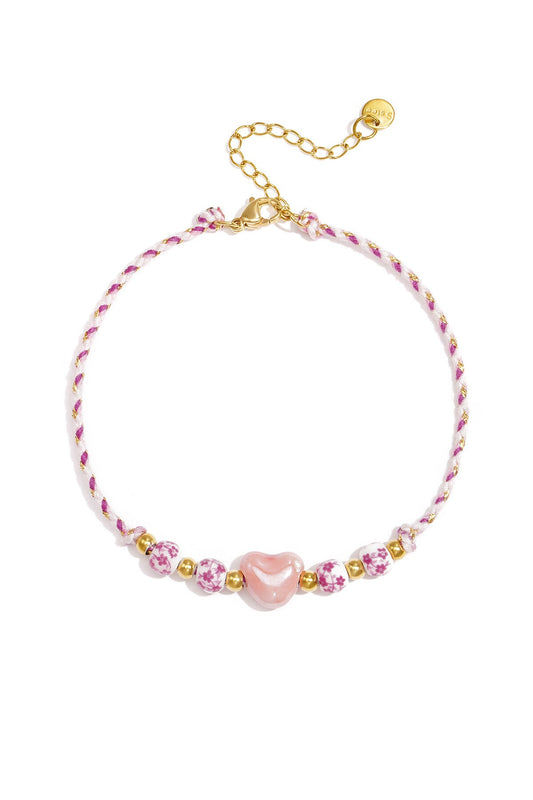 Rope Anklet with heart bead