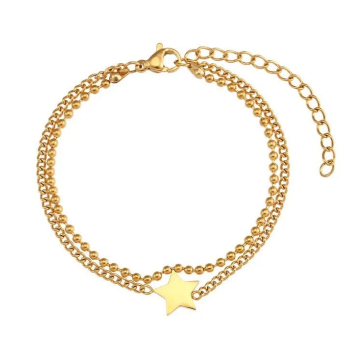 Bracelet with Double Chain and Gold-Plated Star