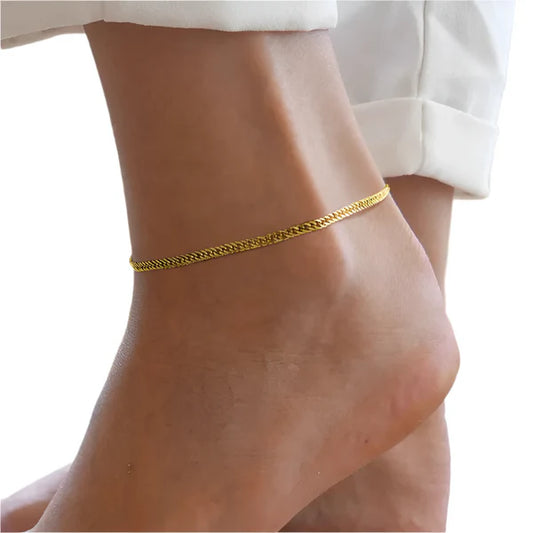 Gold-Plated Stainless Steel Anklet – Simple Chain
