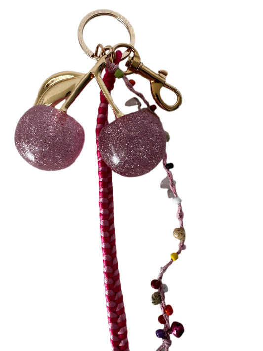 Pink Glitter Cherries Keychain/Bag Charm