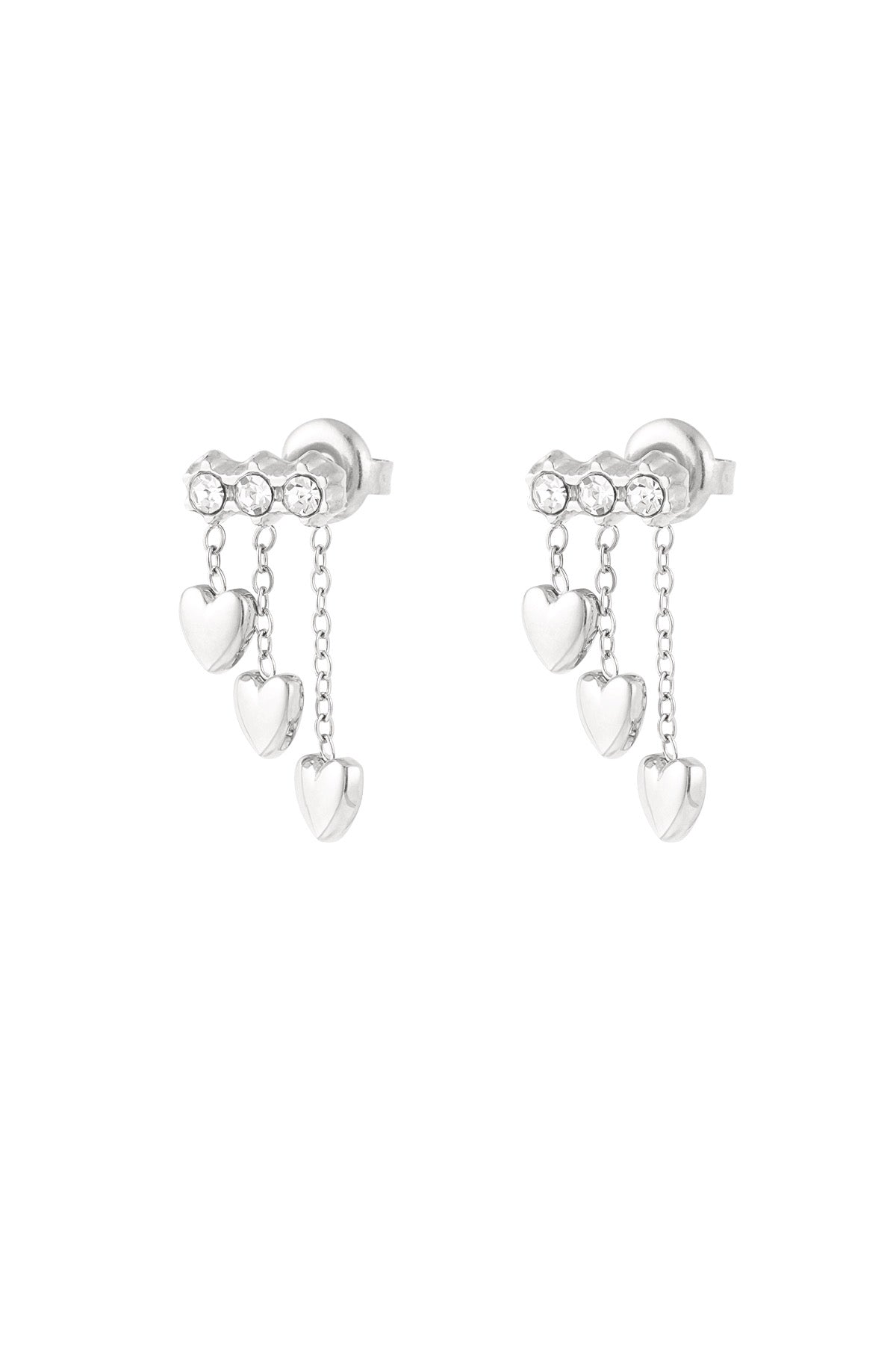 earring with heart chain