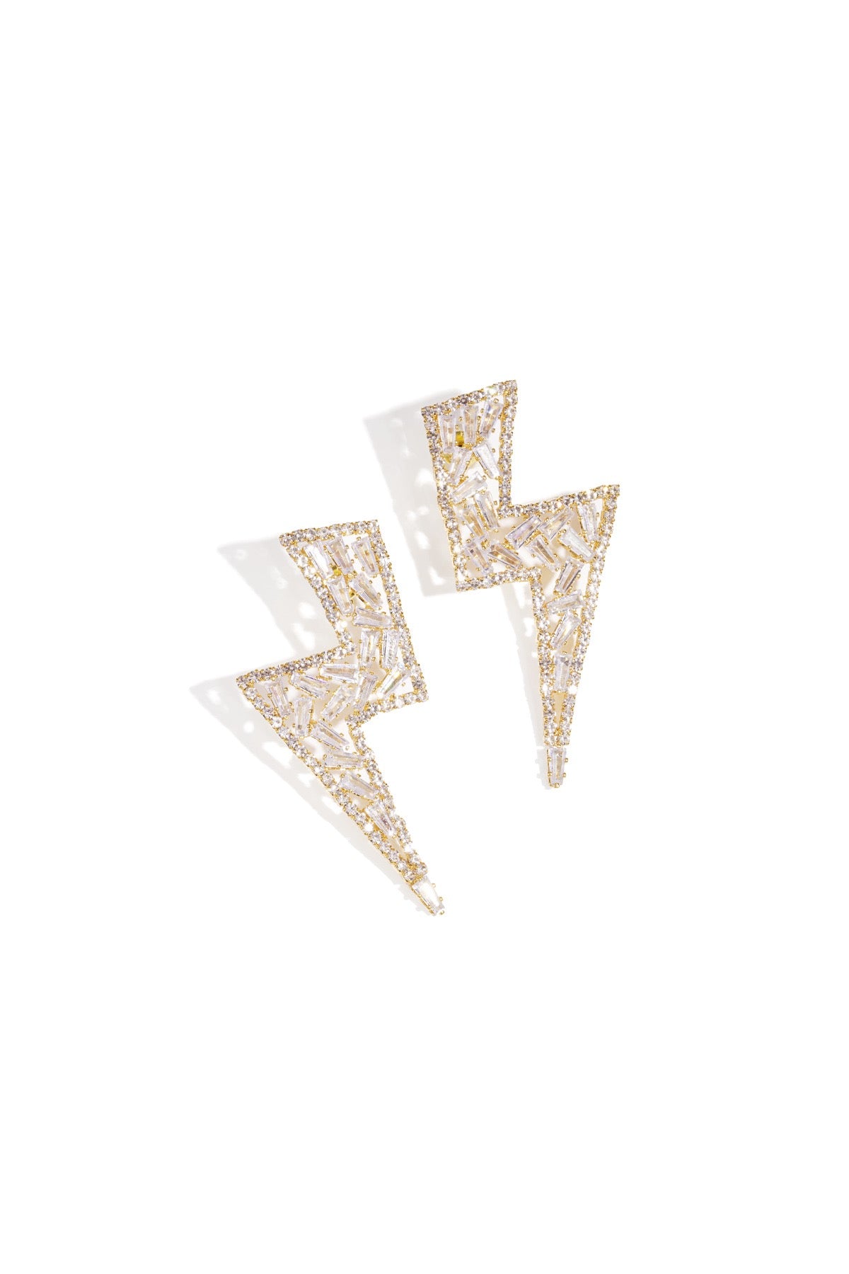 Geometric Thunder Stud Earrings with Zircon