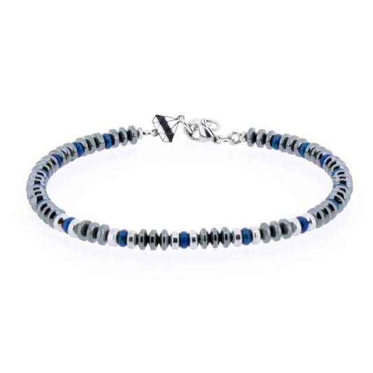 Men Stainless steel bracelet with natural Hematite stones