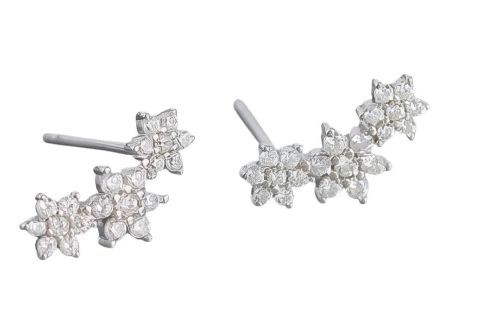 Three stars stud earring silver