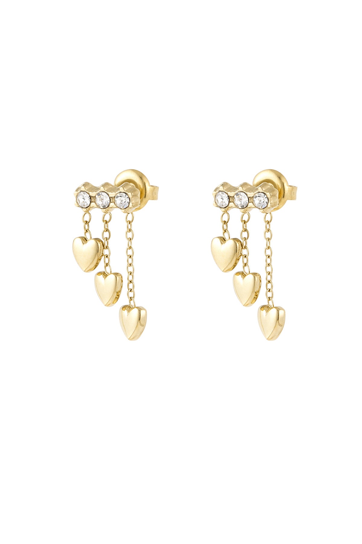 earring with heart chain