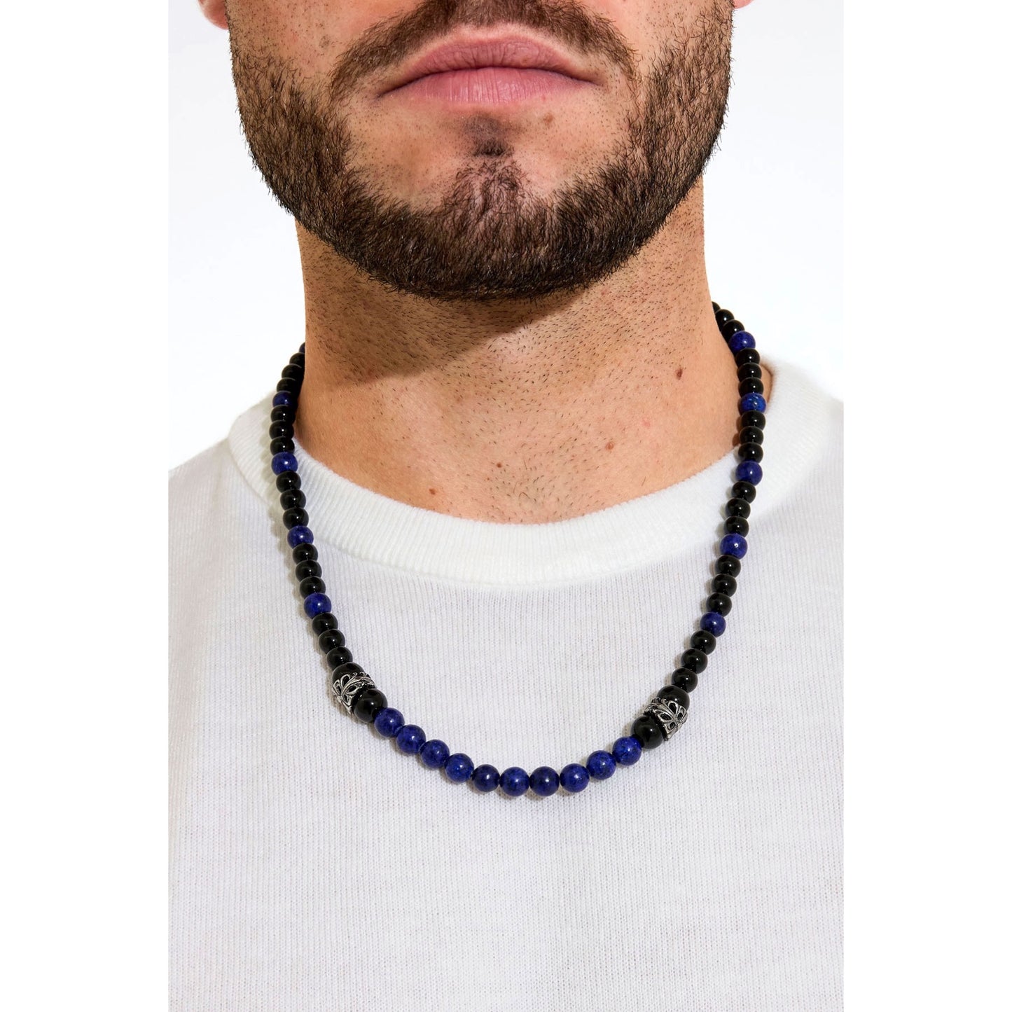 Black and Blue beads necklace