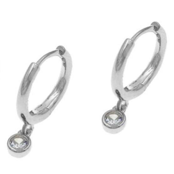 Hoops with dangling round zircon