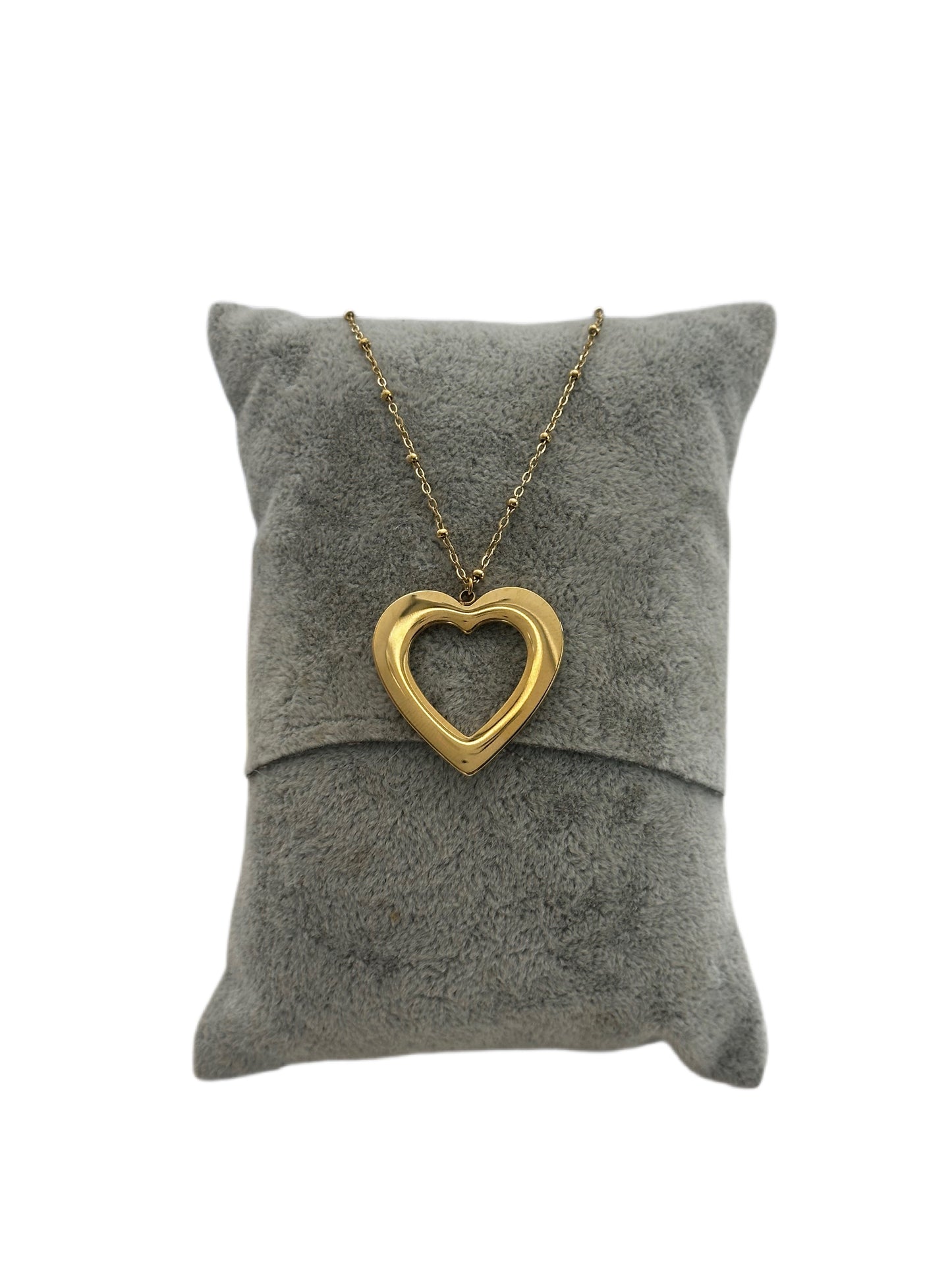 Gold Plated Stainless Steel Outline Heart Necklace