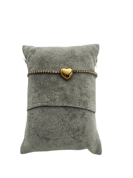 Gold Heart Zircon Stainless Steel Bracelet – Dainty Chain Bracelet for Women