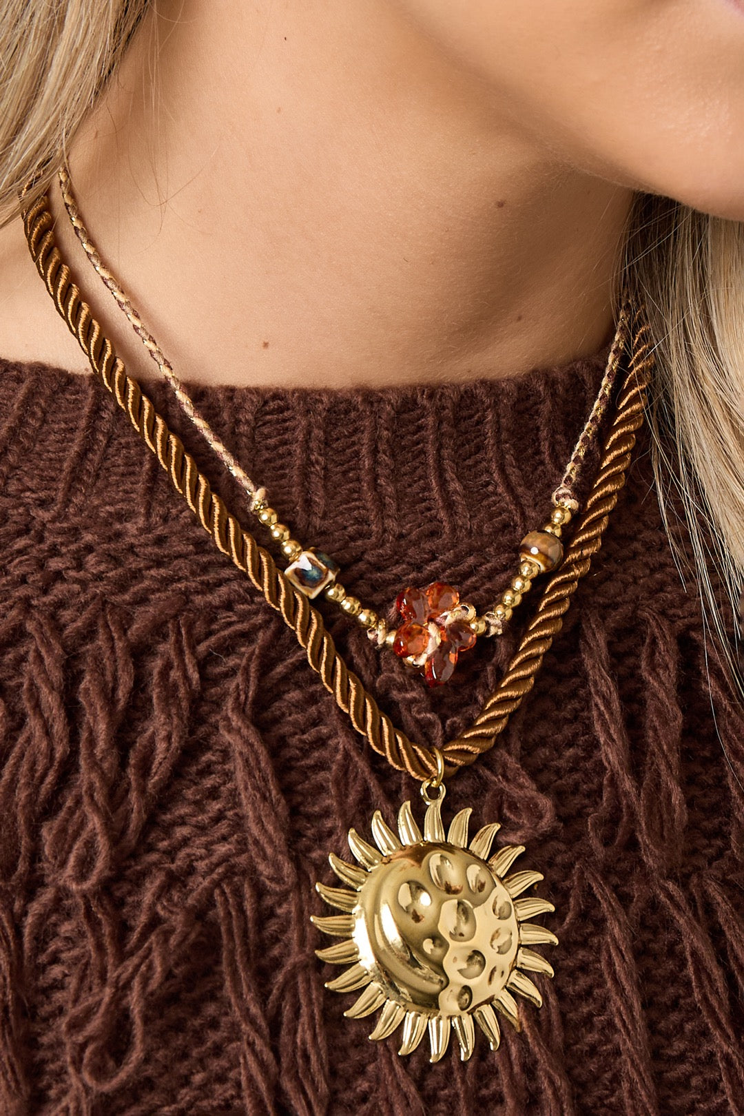 Gold Sun Pendant Necklace