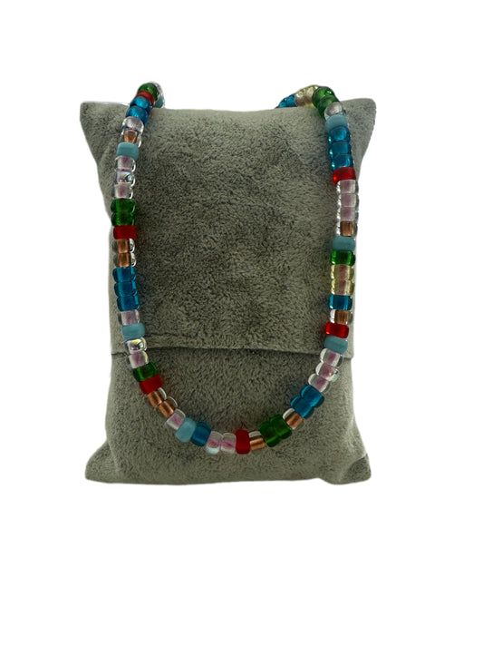 Colorful Beaded Necklace with Cord