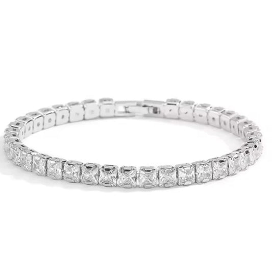 Tennis Bracelet with Square Zircon