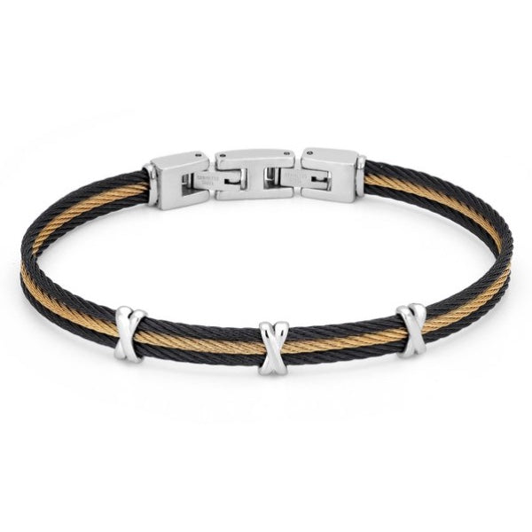 Men Stainless steel bracelet in gold/black PVD XXX