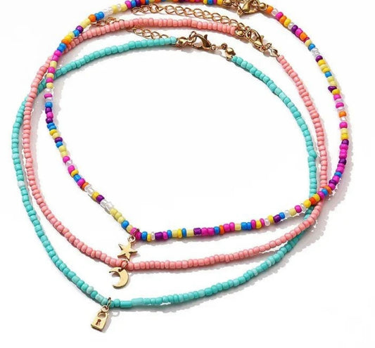 Three boho necklaces with beads