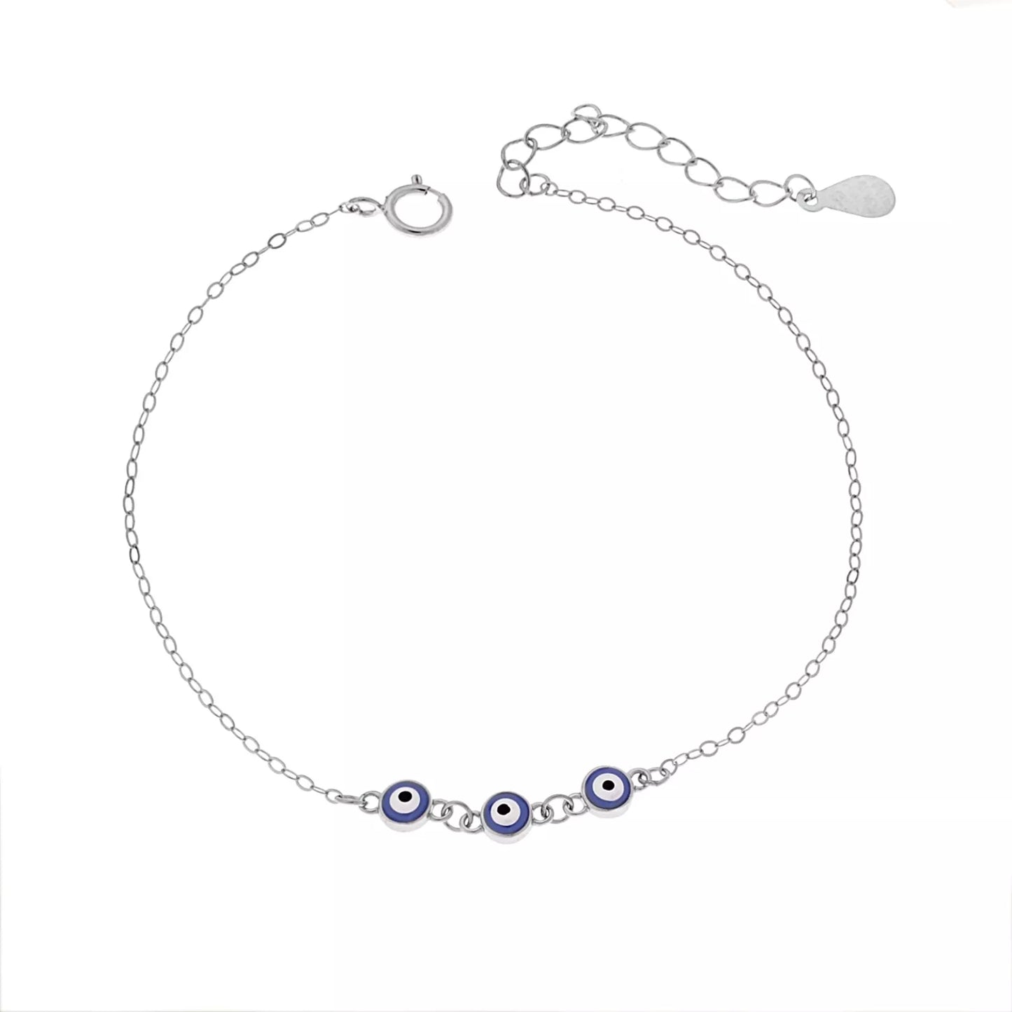 Triple blue evil eye charm bracelet