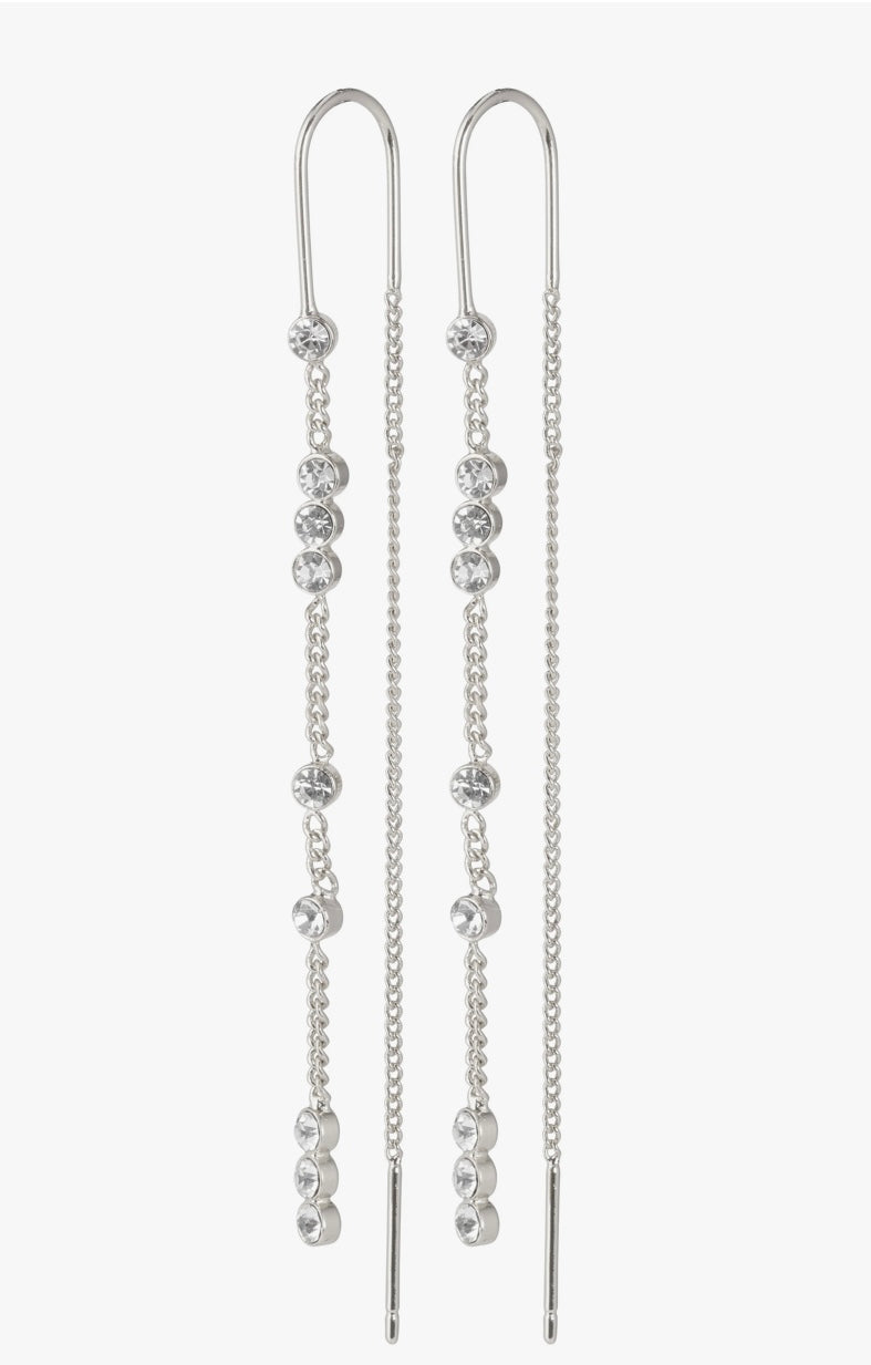 KAMARI crystal chain earrings silver-plated