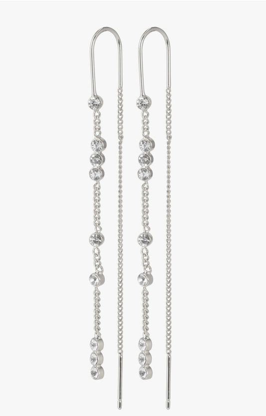 KAMARI crystal chain earrings silver-plated