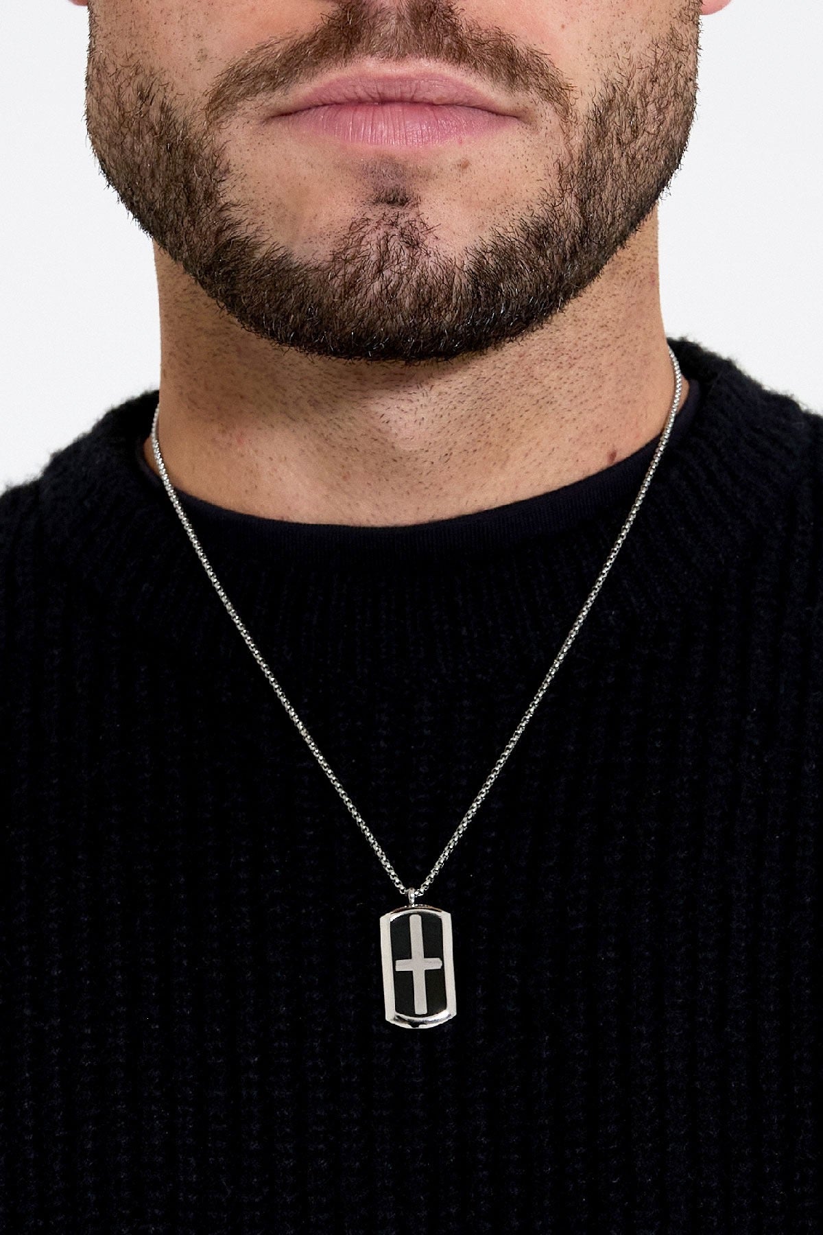 Rectangular cross charm necklace