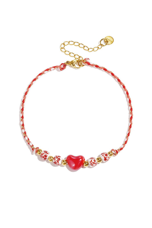 Rope Anklet with heart bead