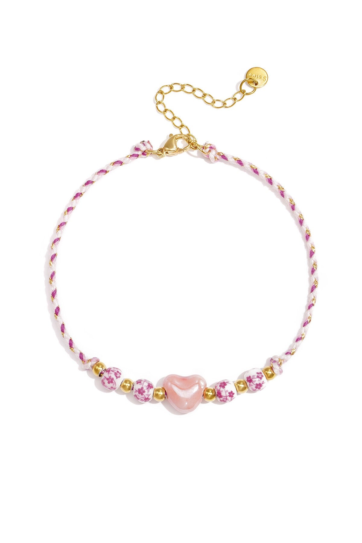 Rope Anklet with heart bead