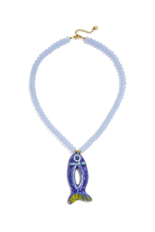 Beaded Ceramic Fish Necklace
