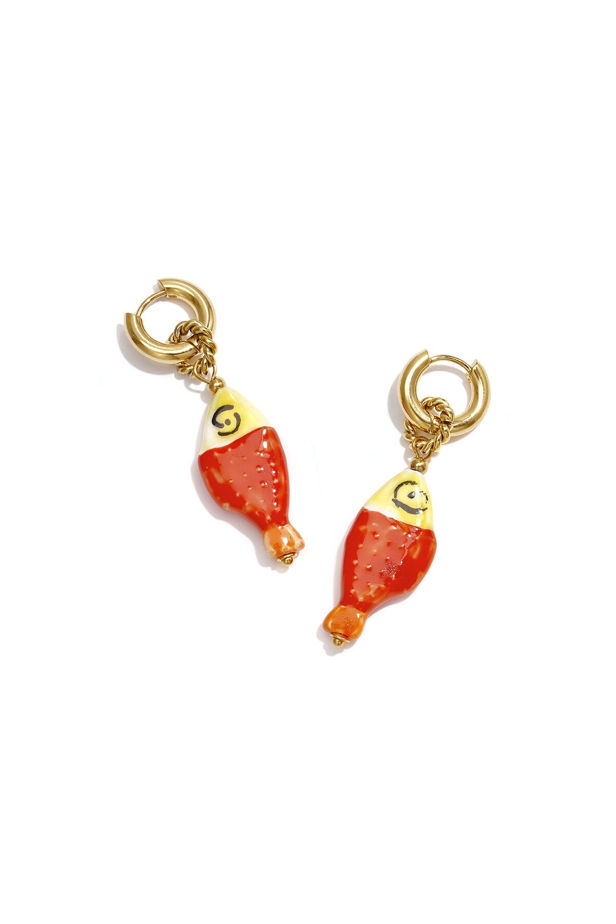 Ceramic bead fish earrings