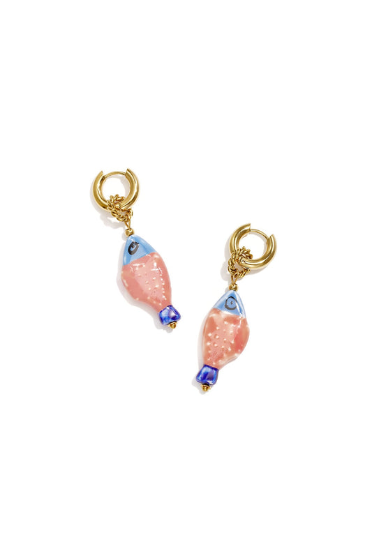 Ceramic bead fish earrings