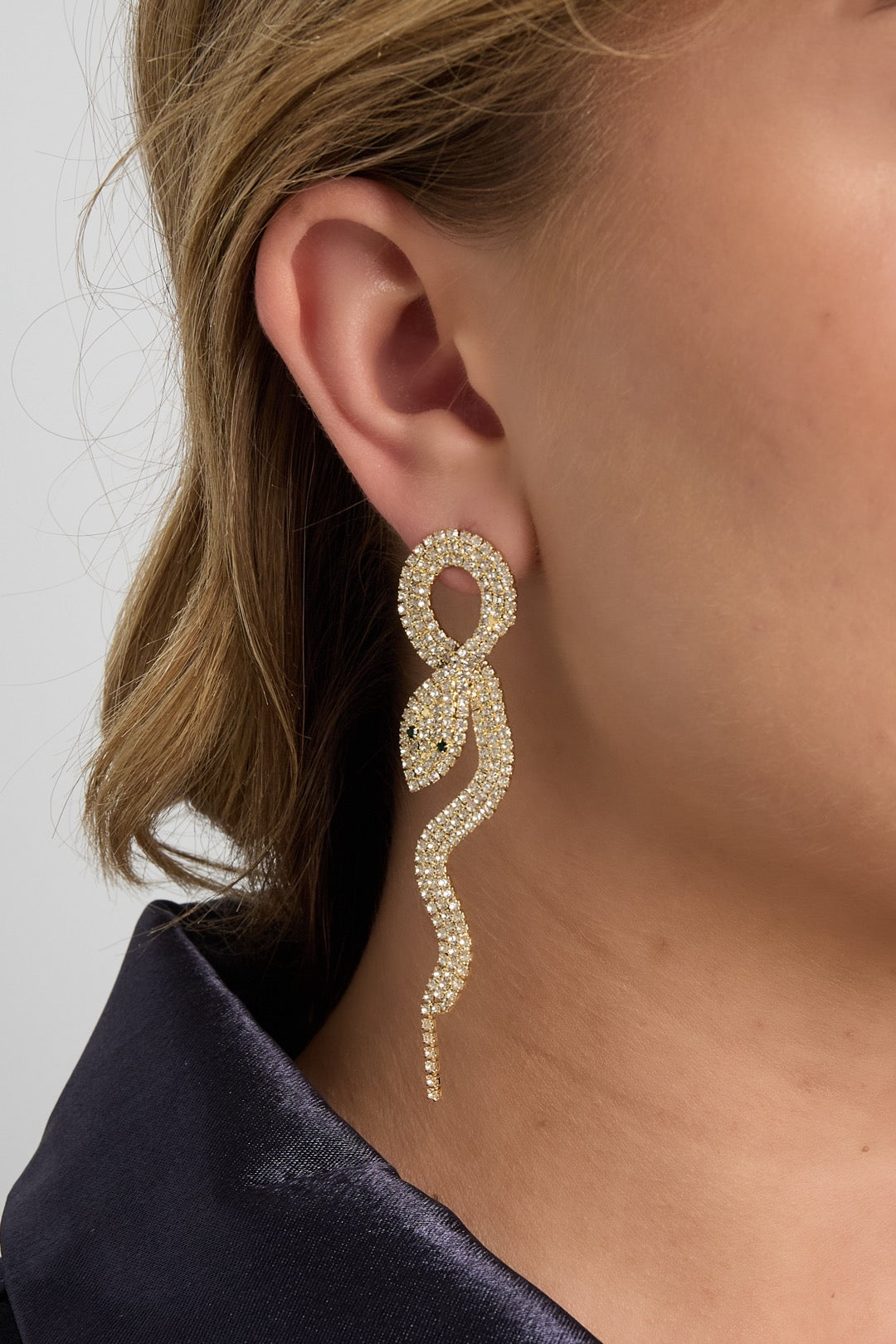 Snake Dangle Earrings with Zircon
