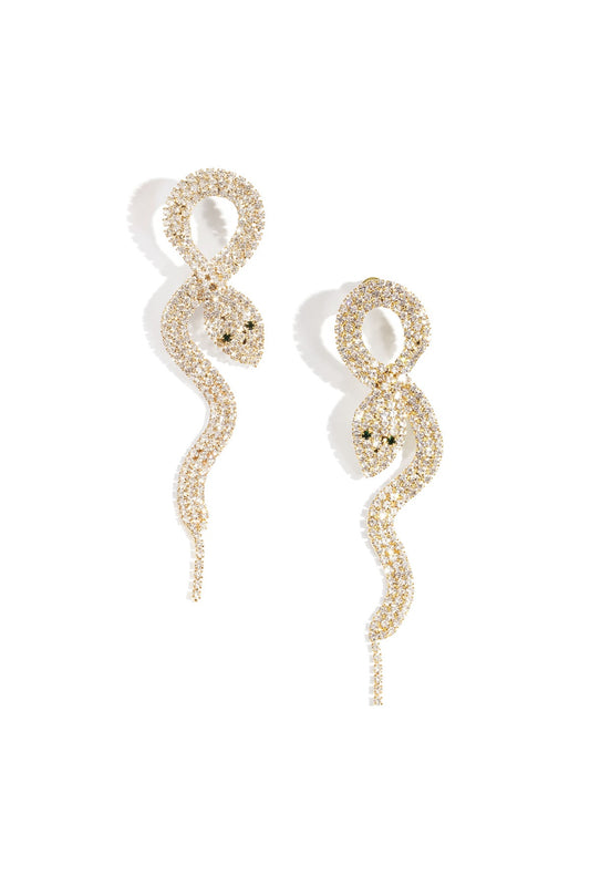 Snake Dangle Earrings with Zircon