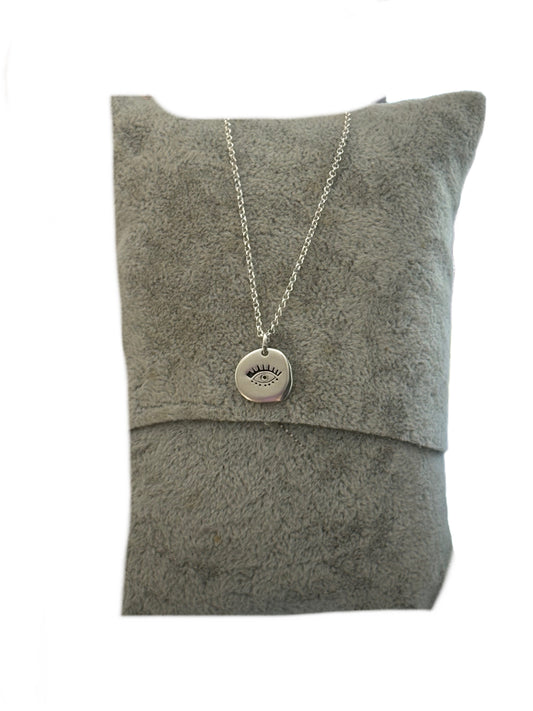 Small Round Pendant with Engraved Eye by Nektaria Saiti