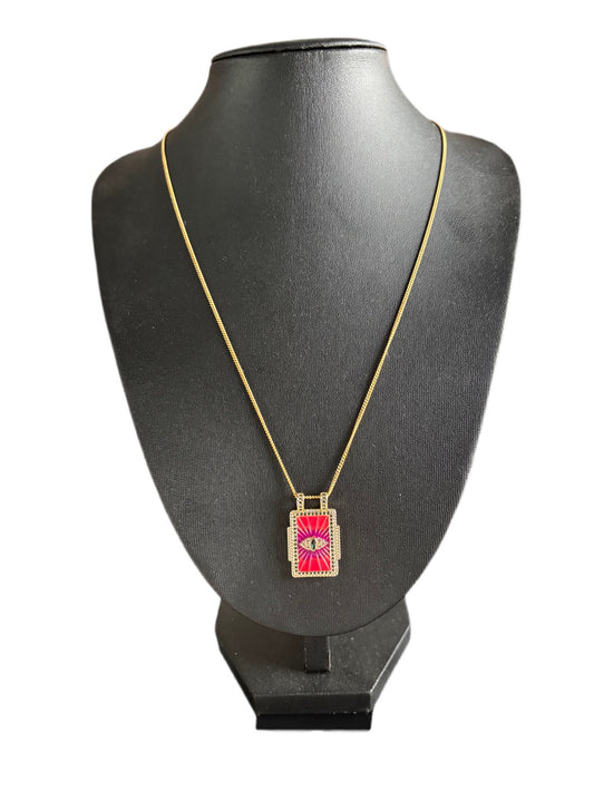 Radiant Eye Enamel Pendant Necklace